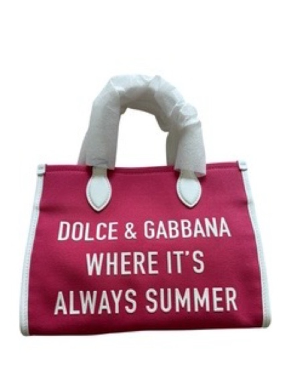 Dolce & Gabbana Hot Pink Canvas Tote with White Trim